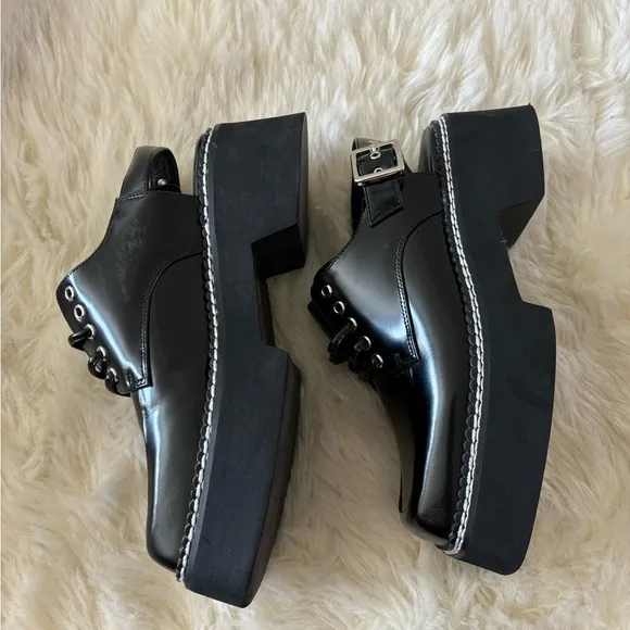 Jeffrey Campbell Book Slingback Platform Derby Shoes Size 6 Black
