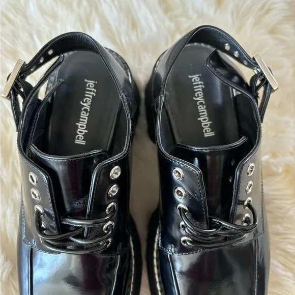 Jeffrey Campbell Book Slingback Platform Derby Shoes Size 6 Black