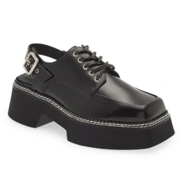 Jeffrey Campbell Book Slingback Platform Derby Shoes Size 6 Black