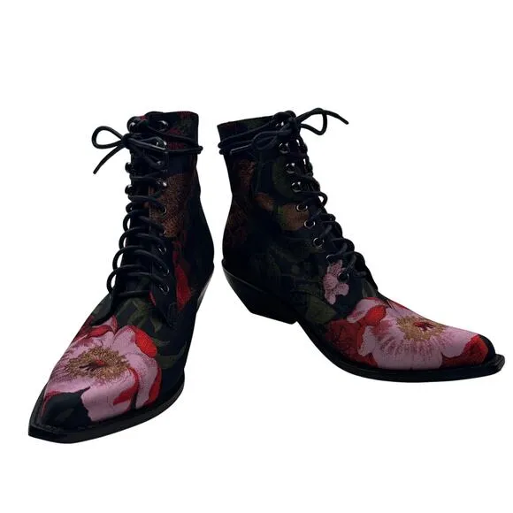 Jeffrey Campbell Free People Elmcroft Brocade Floral Western Boots Women's 9