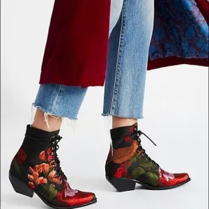 Jeffrey Campbell Free People Elmcroft Brocade Floral Western Boots Women's 9