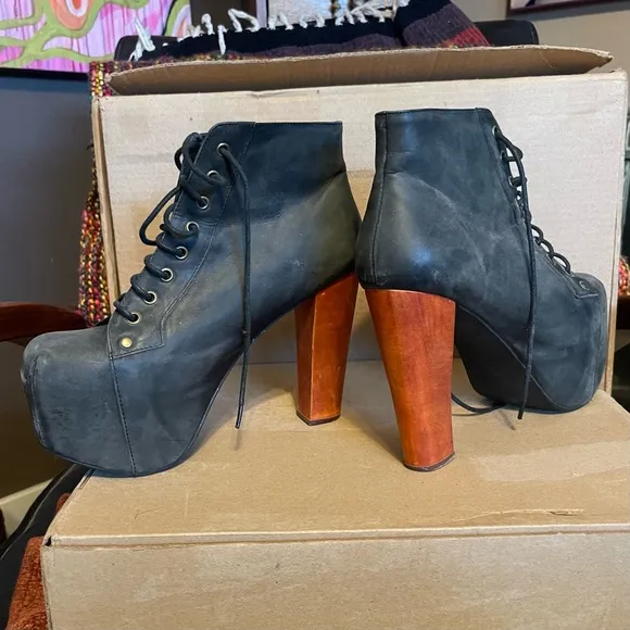 Jeffrey Campbell Free People Lita Platform Ankle Boots sz 8.5