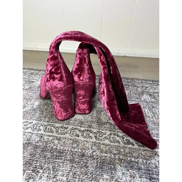 Jeffrey Campbell Pink Crushed Velvet Tall Boots 7 Chunky Heel Go Go Boho Zip Up