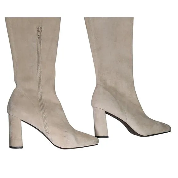 Jeffrey Campbell Shoes Womens 6 Boot Tall Fashion Block Heel Over The Knee Beige
