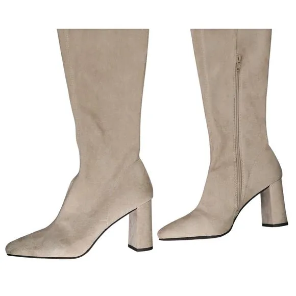 Jeffrey Campbell Shoes Womens 6 Boot Tall Fashion Block Heel Over The Knee Beige