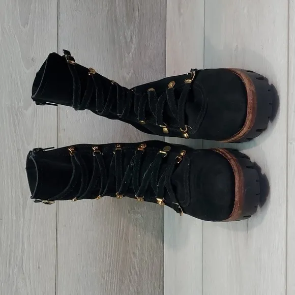 Jeffrey Campbell Womens Stanley Leather Ankle Chunky Platform shoes boots 6