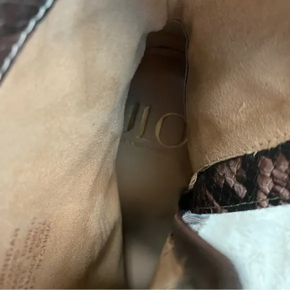 Jennifer Lopez Jlo Snake Print Pointy Toe Heeled Ankle Boots Brown Size 8.5