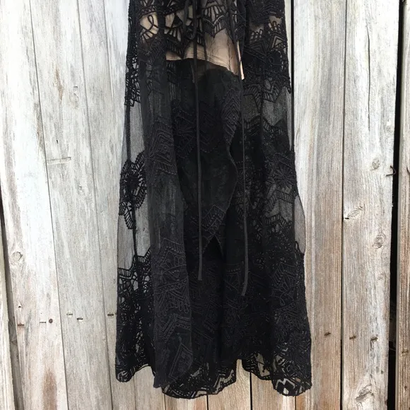 Jen’s Pirate Booty Cathedral Lace Wrap Maxi Dress Black S