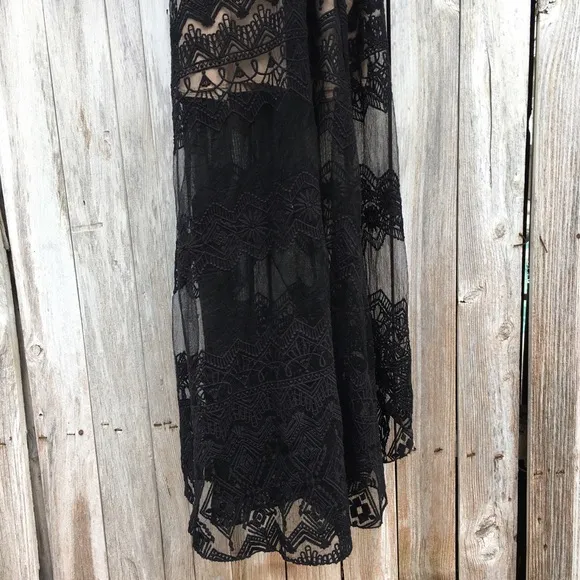 Jen’s Pirate Booty Cathedral Lace Wrap Maxi Dress Black S