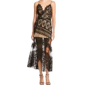 Jen’s Pirate Booty Cathedral Lace Wrap Maxi Dress Black S