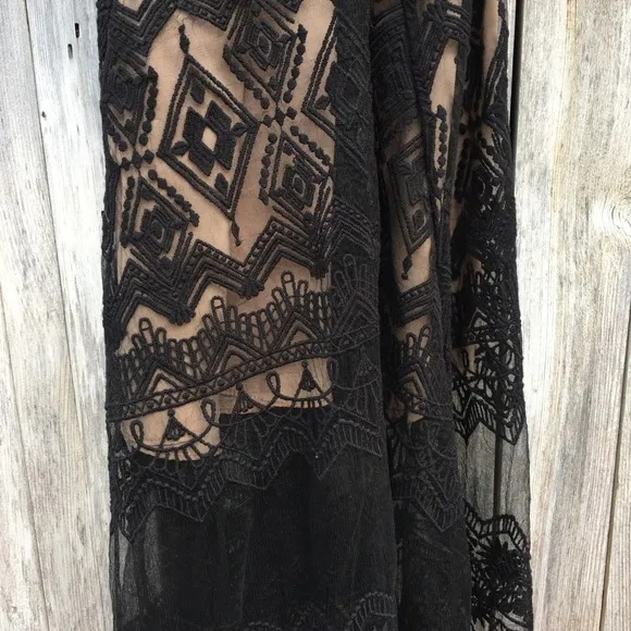 Jen’s Pirate Booty Cathedral Lace Wrap Maxi Dress Black S