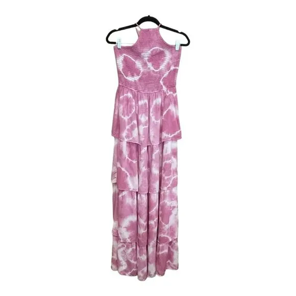 Jens Pirate Booty Free People Boho Tie Dye Halter Smocked Maxi Dress Size Small