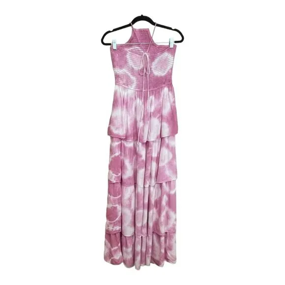 Jens Pirate Booty Free People Boho Tie Dye Halter Smocked Maxi Dress Size Small