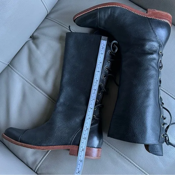 Jim Barnier Handmade Leather Lace Up Boots Sz 6 Victorian Gipsy Boho Rodeo Gray