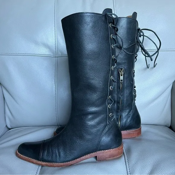 Jim Barnier Handmade Leather Lace Up Boots Sz 6 Victorian Gipsy Boho Rodeo Gray