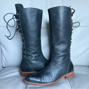 Jim Barnier Handmade Leather Lace Up Boots Sz 6 Victorian Gipsy Boho Rodeo Gray