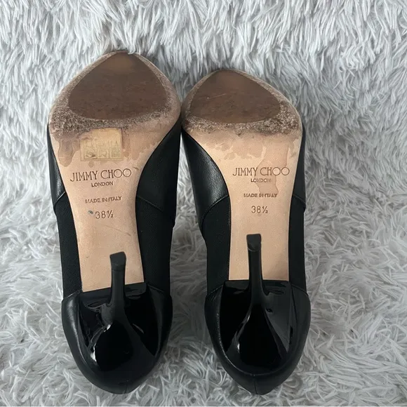 Jimmy Choo Black Genuine Leather Chelsea Boots Skinny Heel 8.5