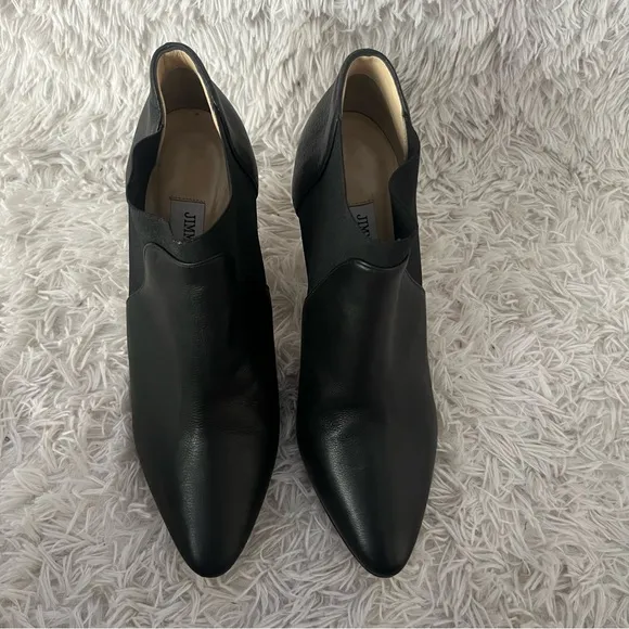Jimmy Choo Black Genuine Leather Chelsea Boots Skinny Heel 8.5