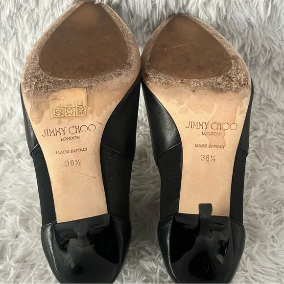 Jimmy Choo Black Genuine Leather Chelsea Boots Skinny Heel 8.5
