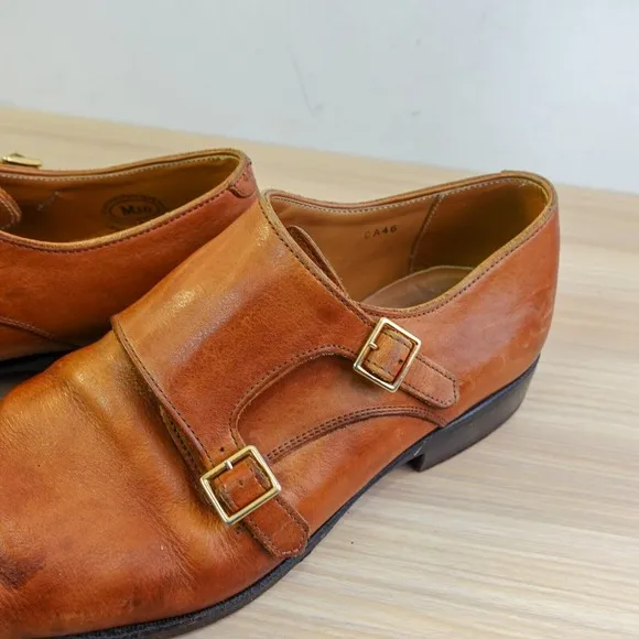 John Fluevog Monk Strap Dress Shoes Men 10 M Cognac Twin Turbine 205 Pine Street