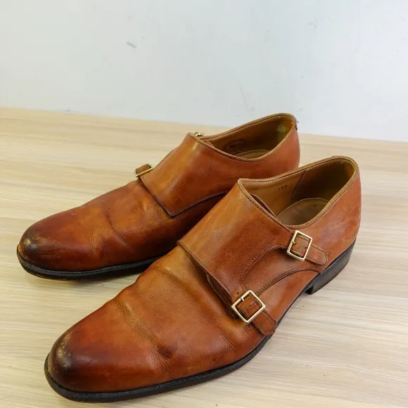 John Fluevog Monk Strap Dress Shoes Men 10 M Cognac Twin Turbine 205 Pine Street