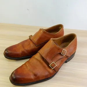 John Fluevog Monk Strap Dress Shoes Men 10 M Cognac Twin Turbine 205 Pine Street
