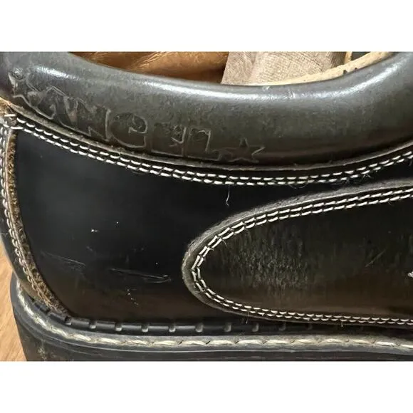 John Fluevog Vintage Angel Swirl shoes boot leather  - size 6 Black Gray brown