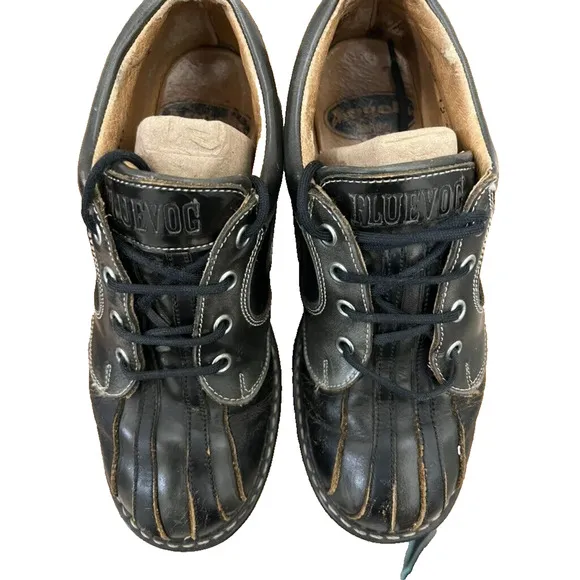 John Fluevog Vintage Angel Swirl shoes boot leather  - size 6 Black Gray brown
