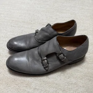 John Varvatos Double Monk Cap Toe Leather Dress Shoes Gray Men's US 10