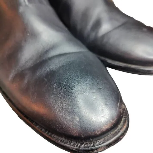 John Varvatos USA Black Leather Zip Up Biker Boots
