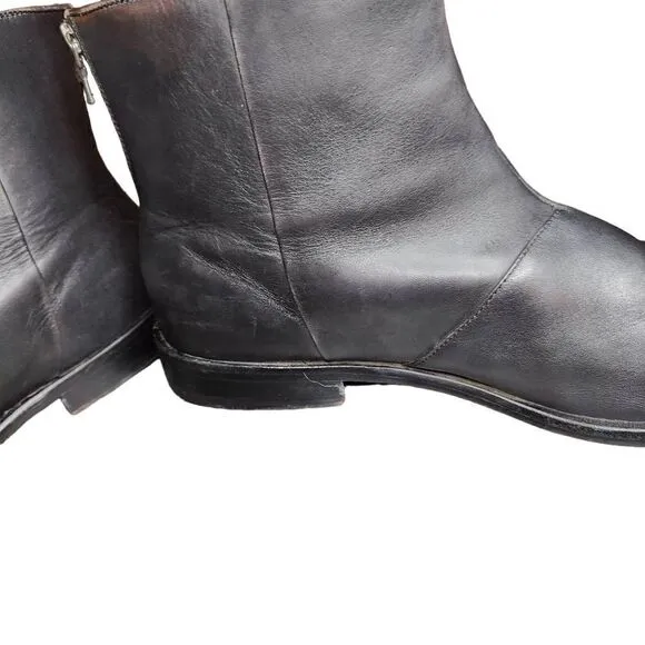 John Varvatos USA Black Leather Zip Up Biker Boots