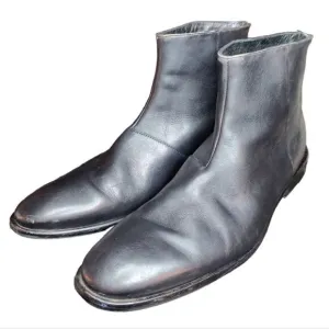 John Varvatos USA Black Leather Zip Up Biker Boots