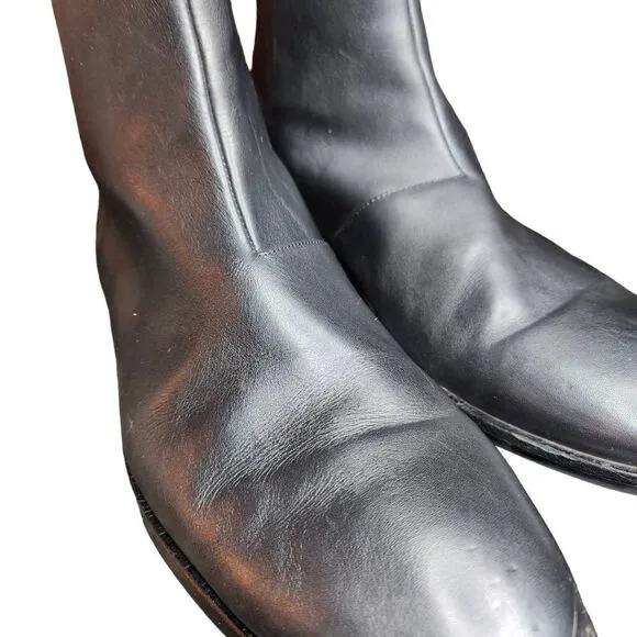 John Varvatos USA Black Leather Zip Up Biker Boots
