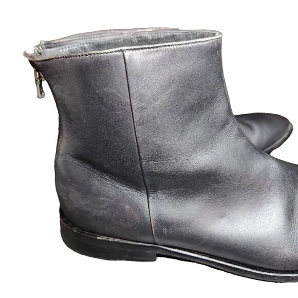 John Varvatos USA Black Leather Zip Up Biker Boots