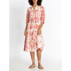 Johnny Was Amanda Bond Julia Dress Tie Dye Tiered Midi Boho Shirtdress SZ XS / S