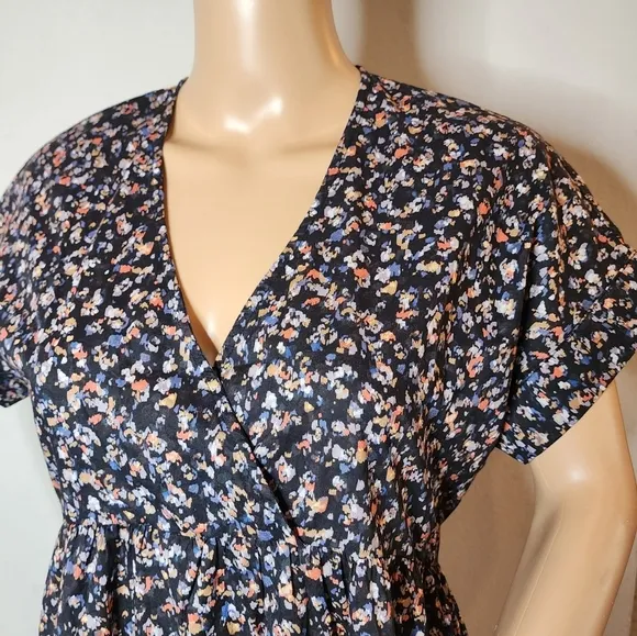 Johnny Was Calme Cotton V Neck baby doll dress with pockets. Women's Size XS