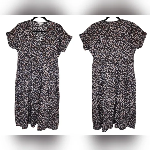 Johnny Was Calme Cotton V Neck baby doll dress with pockets. Women's Size XS