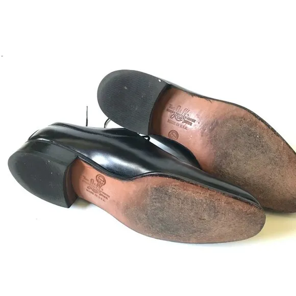 Johnson &amp; Murphy Lace Up Loafers Dress Shoes Mens 7.5 Leather Tux Plain Toe