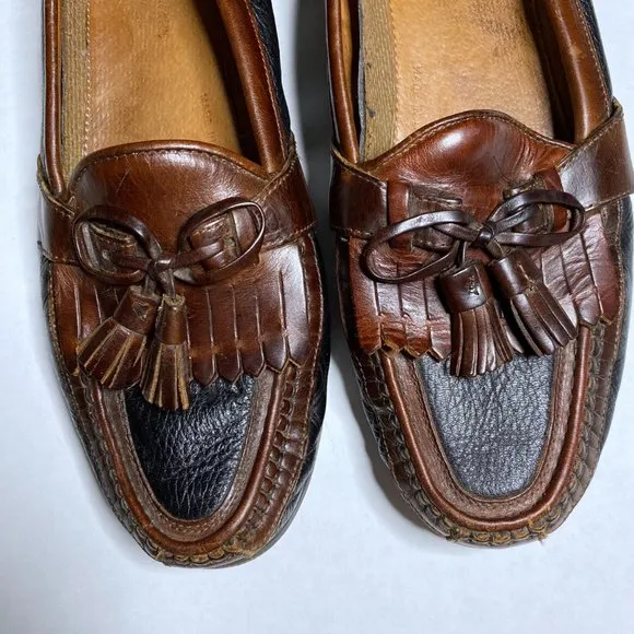 Johnson &amp; Murphy Men's Size 11 M Brown Black Tassel Oxford Dress Shoes Leather
