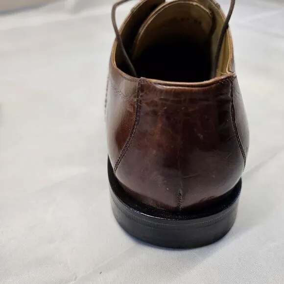 Johnston &amp; Murphy 15-0673 Woven Leather Brown Oxford Dress Shoes Men's Size 9.5m