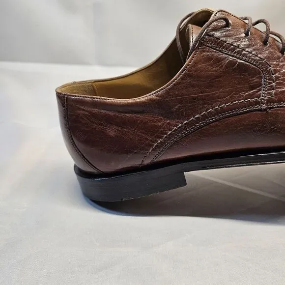 Johnston &amp; Murphy 15-0673 Woven Leather Brown Oxford Dress Shoes Men's Size 9.5m