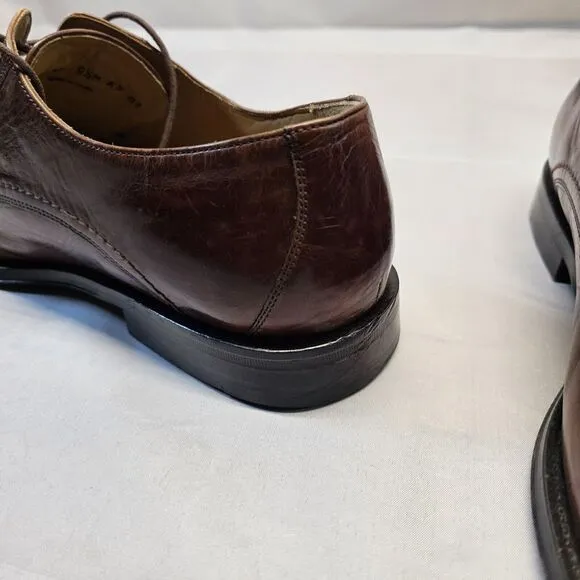 Johnston &amp; Murphy 15-0673 Woven Leather Brown Oxford Dress Shoes Men's Size 9.5m