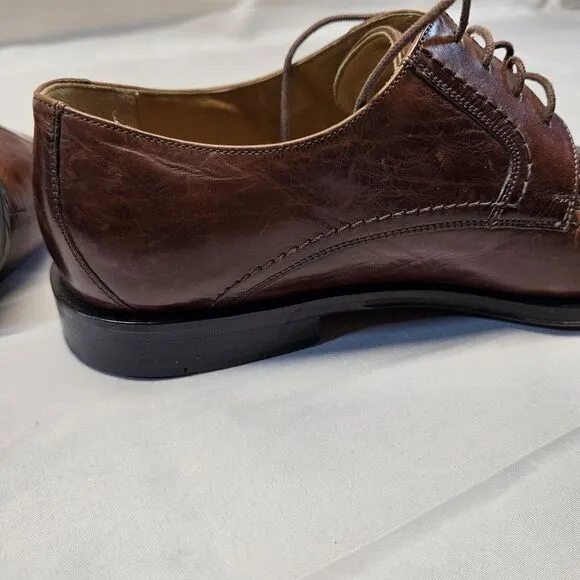 Johnston &amp; Murphy 15-0673 Woven Leather Brown Oxford Dress Shoes Men's Size 9.5m