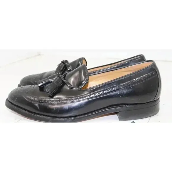 JOHNSTON &amp; MURPHY Aristocrat Deerfield Black Wing Tip Dress Shoes - 8