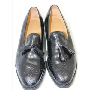 JOHNSTON &amp; MURPHY Aristocrat Deerfield Black Wing Tip Dress Shoes - 8