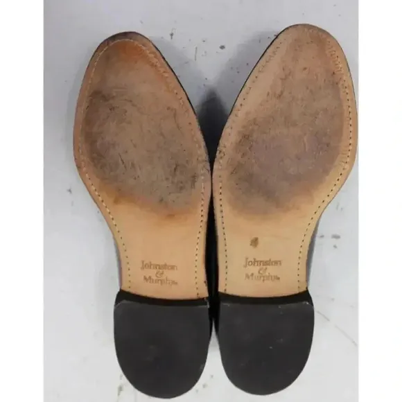 JOHNSTON &amp; MURPHY Aristocrat Deerfield Black Wing Tip Dress Shoes - 8