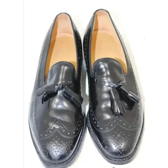 JOHNSTON &amp; MURPHY Aristocrat Deerfield Black Wing Tip Dress Shoes - 8