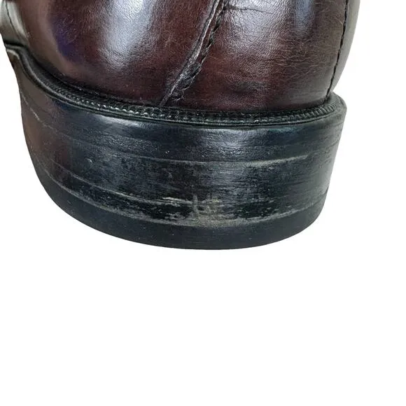Johnston &amp; Murphy Brown Leather Lace Up Almond Toe Dress Shoes Made In Italy 10M