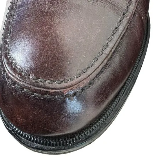 Johnston &amp; Murphy Brown Leather Lace Up Almond Toe Dress Shoes Made In Italy 10M