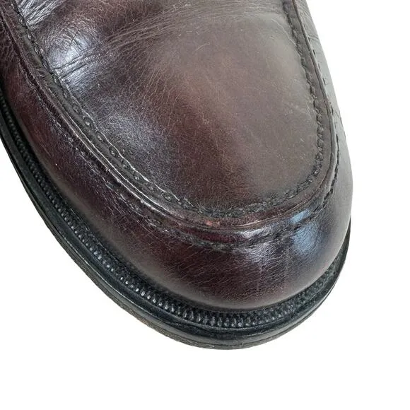 Johnston &amp; Murphy Brown Leather Lace Up Almond Toe Dress Shoes Made In Italy 10M
